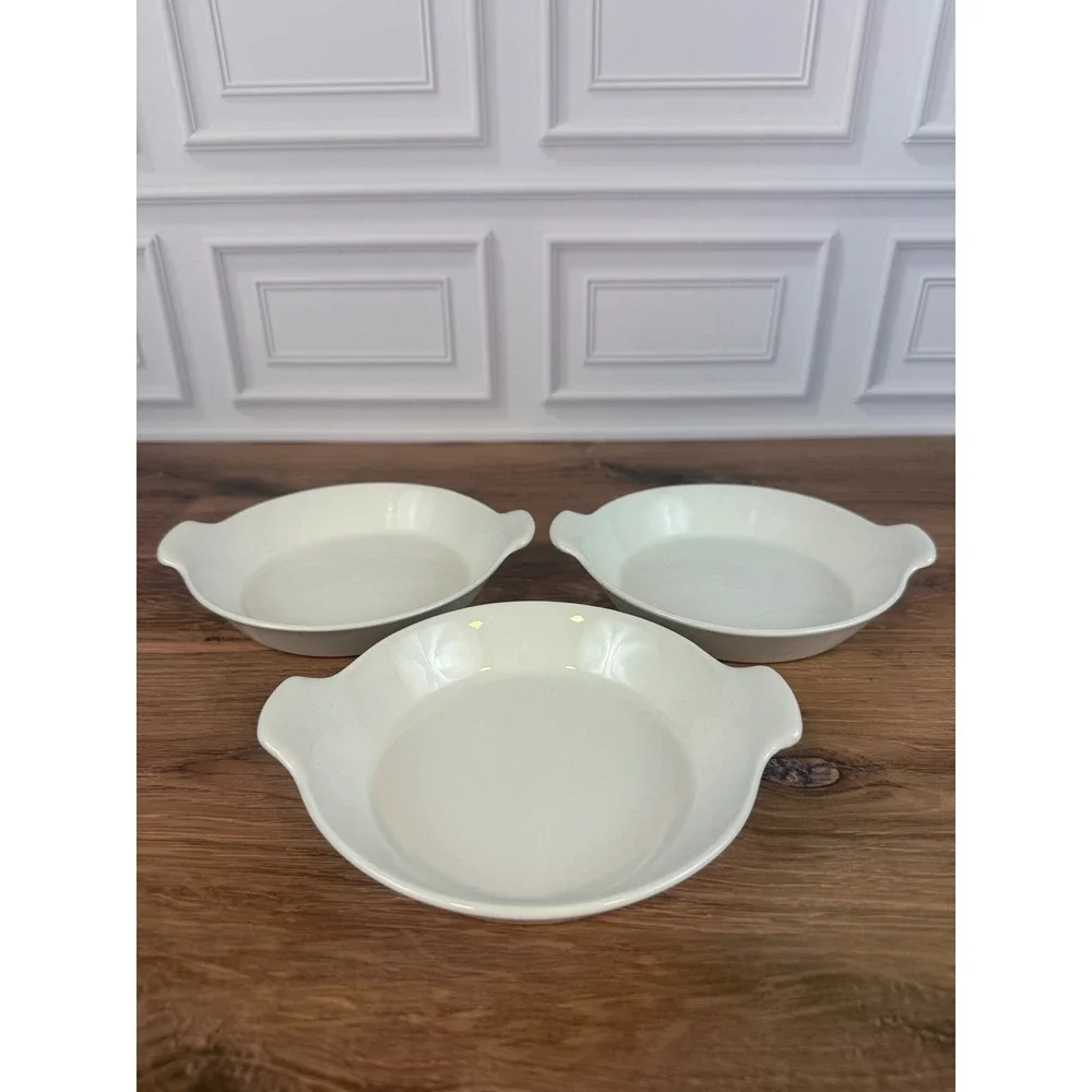 VTG Set of 3 Arabia Finland White Porcelain Au Gratin Baking Dish Skillet 5 1/2